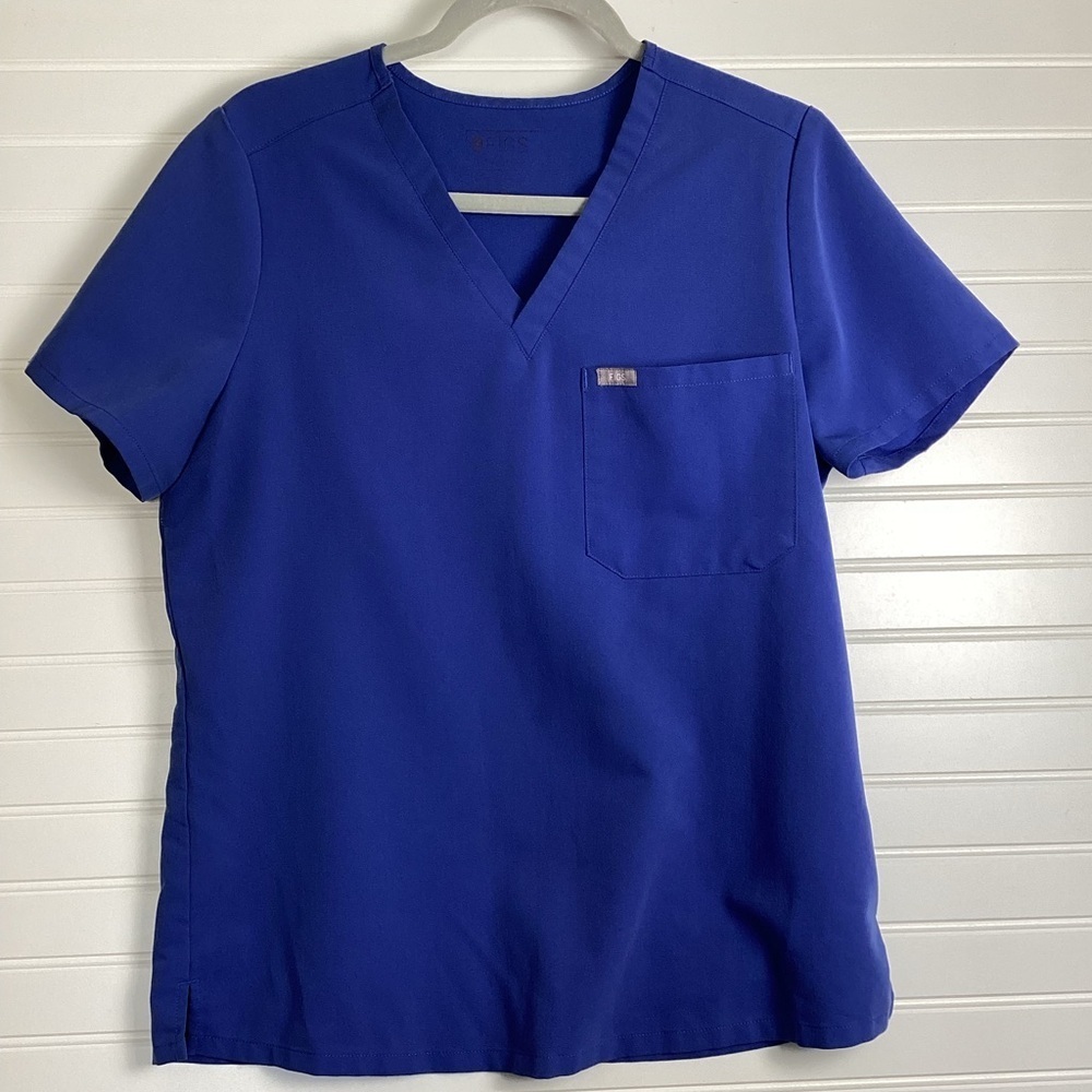 Figs Navy Blue scrub Top Size Medium nursing Medical Uniform Top